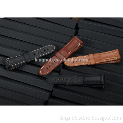 24mm stainless steel deployment style clasp watch strap leather band watch for panerai